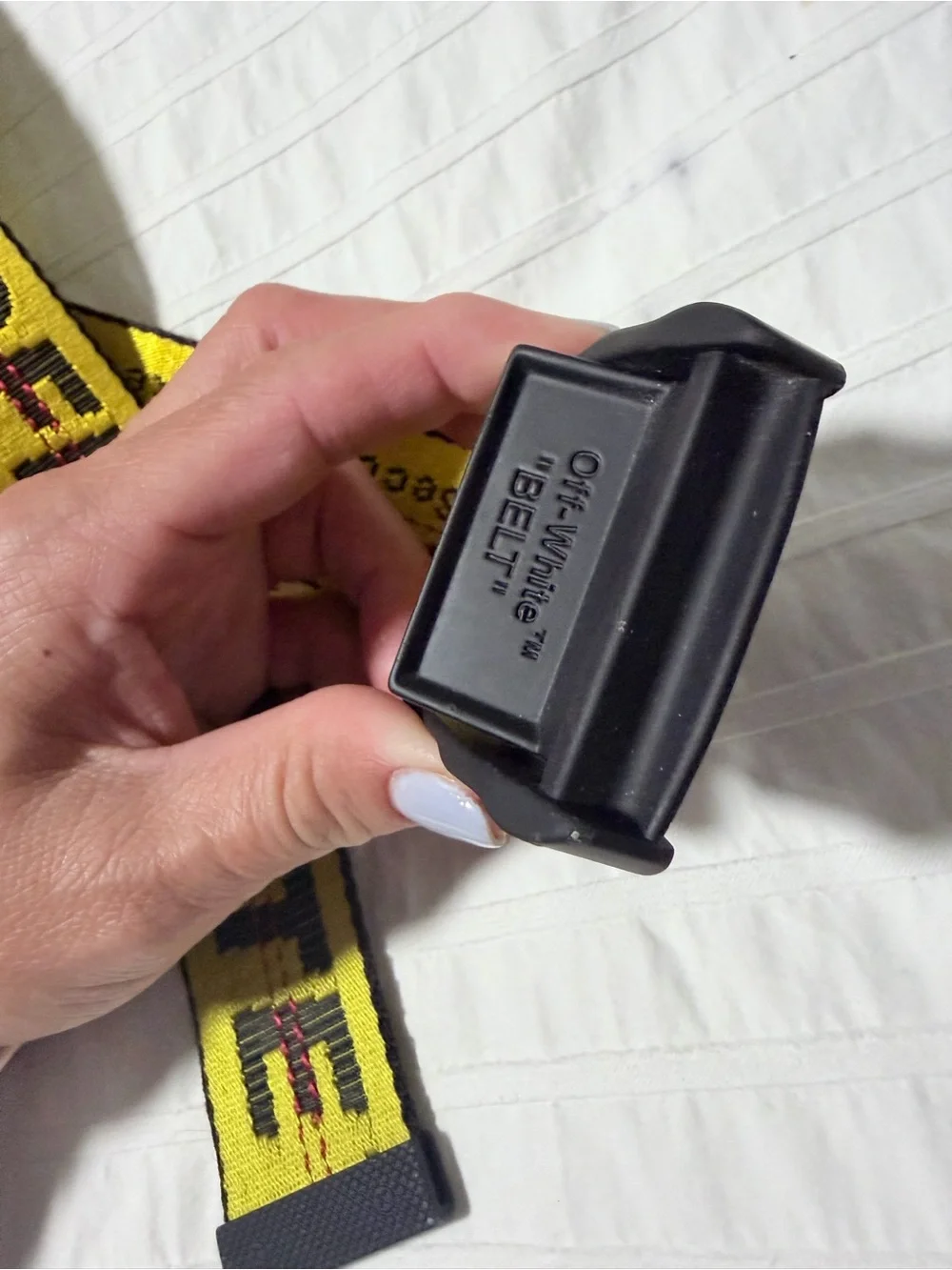 AUTHENTIC Off-White Yellow Industrial Web Belt with Black Logo